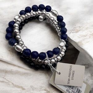 Tommy Bahama Blue and Black Beaded Bracelet Trio